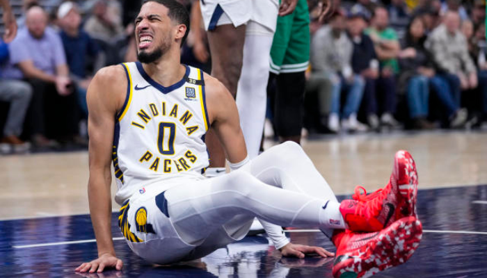 tyrese haliburton out with left hamstring strain